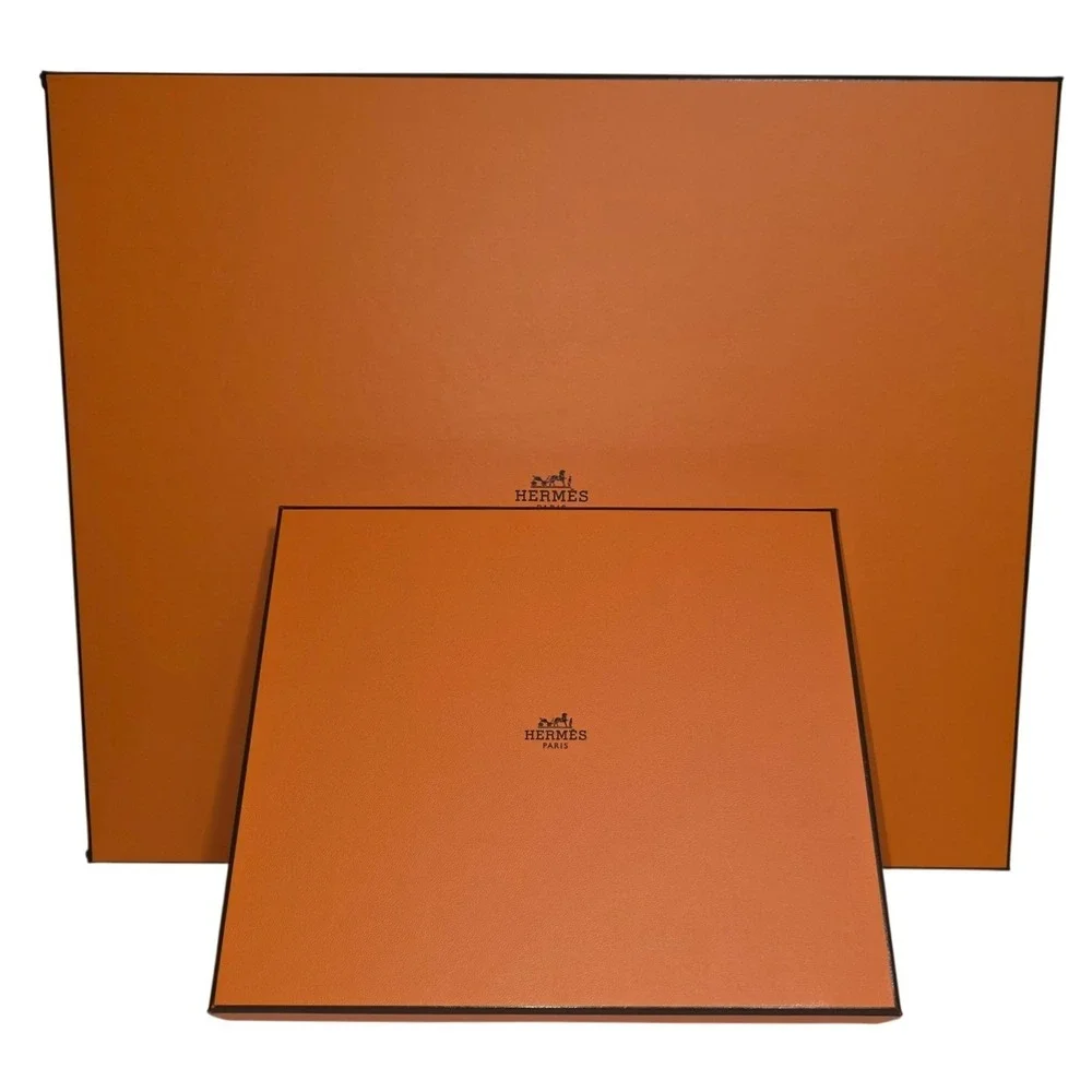 Hermes Orange Storage Gift Box Set 2pc Large Small Good Condition
